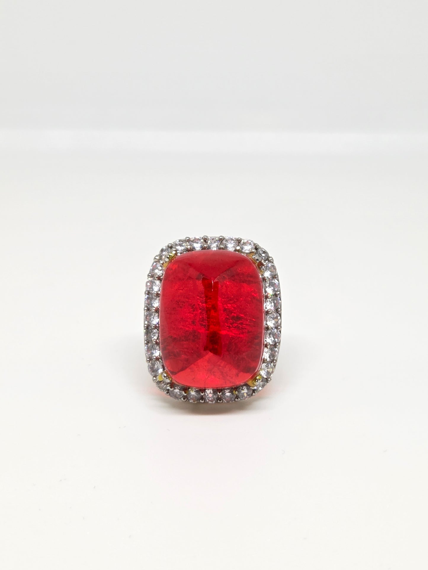 Doublet Crystal Ring with Faux Diamond Accents