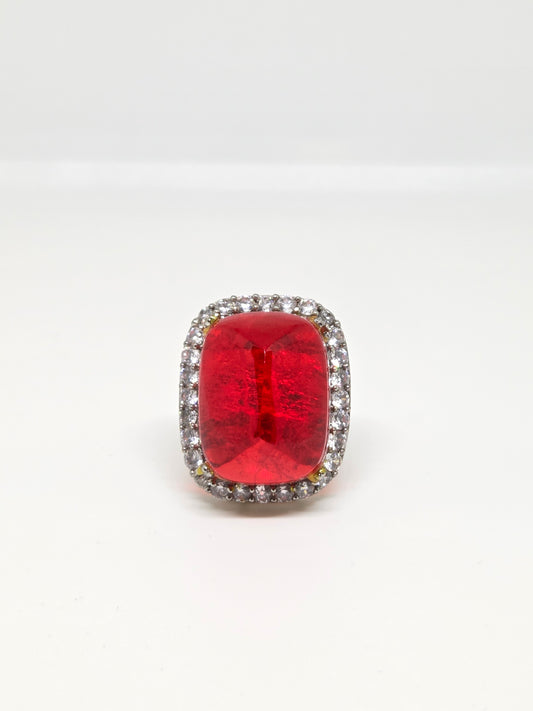 Doublet Crystal Ring with Faux Diamond Accents