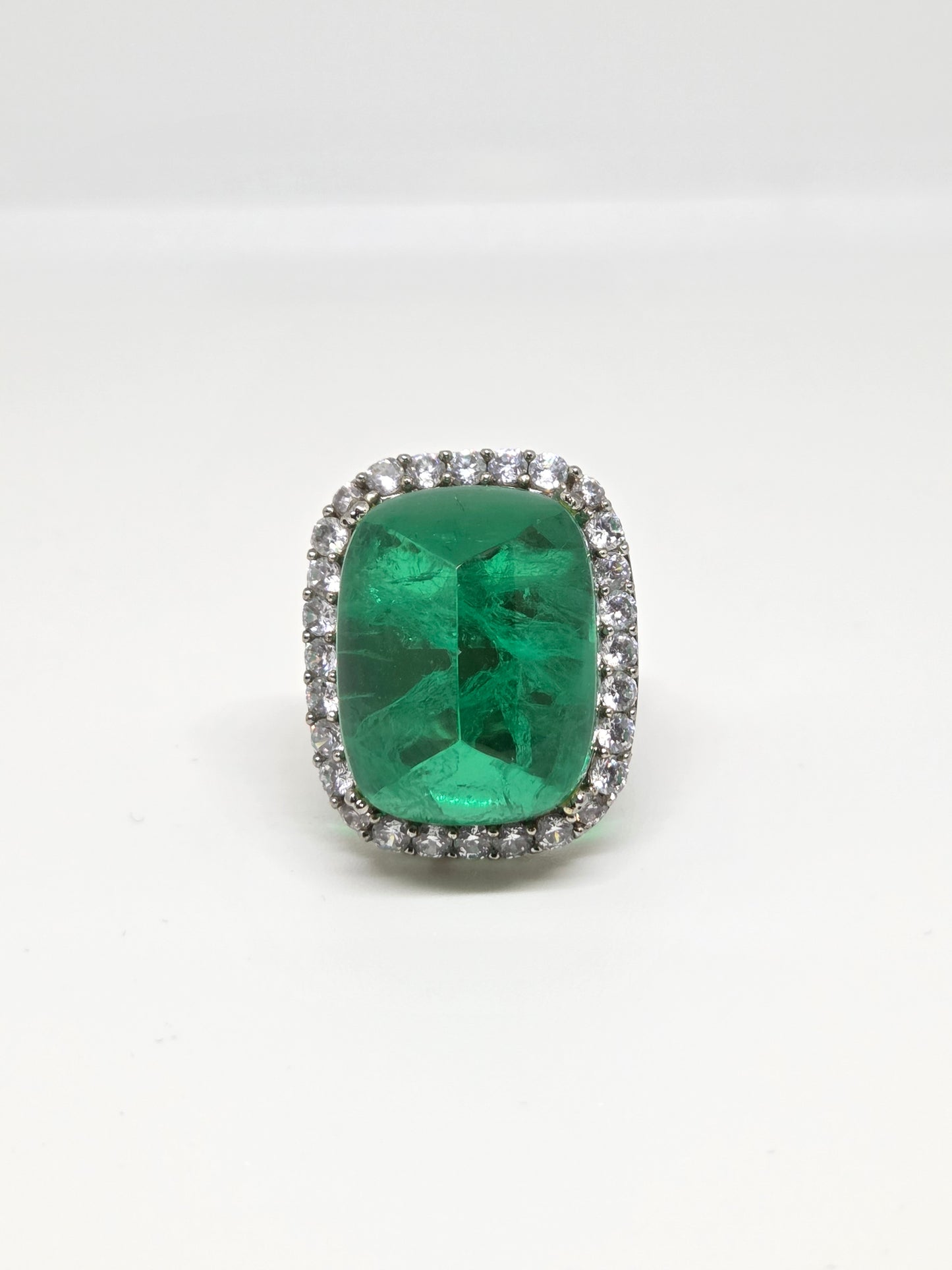 Doublet Crystal Ring with Faux Diamond Accents