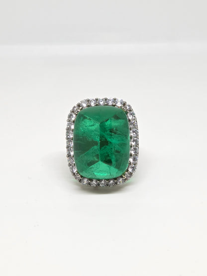 Doublet Crystal Ring with Faux Diamond Accents