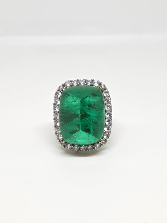 Doublet Crystal Ring with Faux Diamond Accents