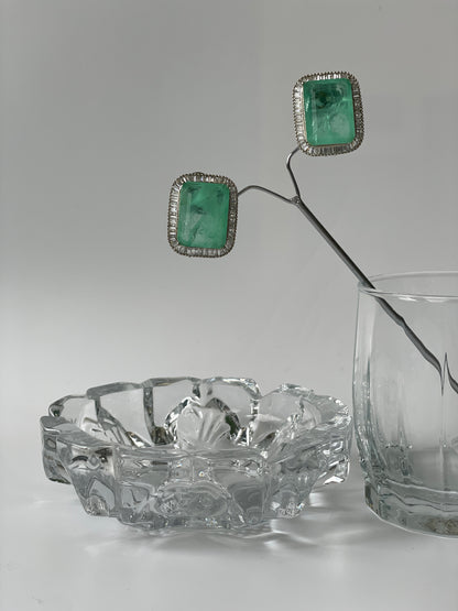 Doublet Earrings with Zircon Accents