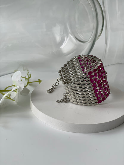 Pink Synthetic Stone Bracelet with Star Zircon Motif