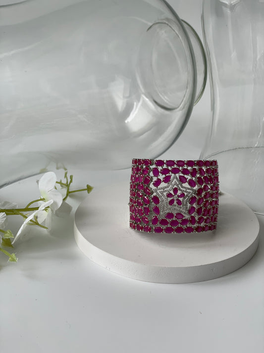 Pink Synthetic Stone Bracelet with Star Zircon Motif