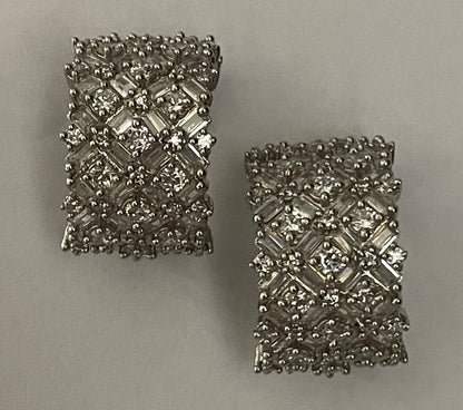 Baguette Zircon Huggies in White Finish