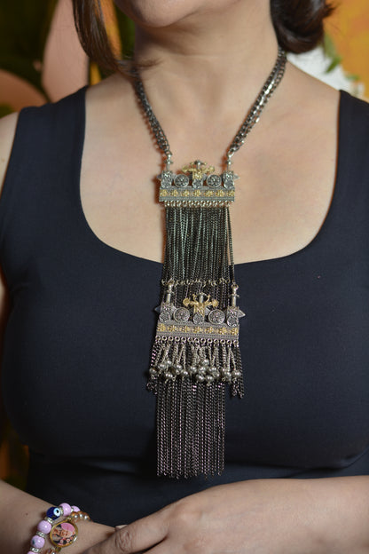Oxidised German Silver Long Handmade Necklace