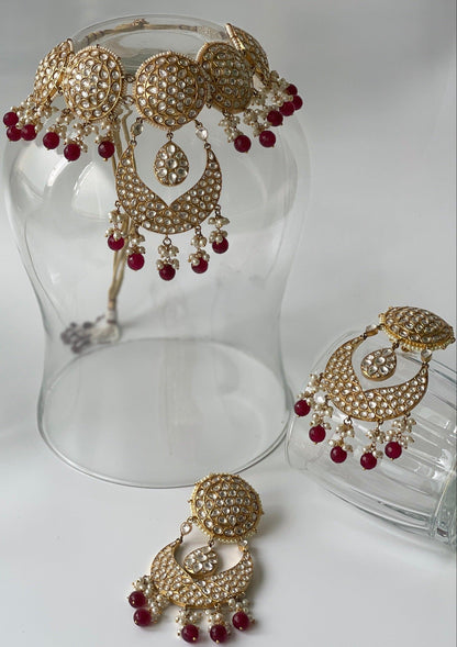 White Kundan Choker Set With Red BeadsStudio6Jewels