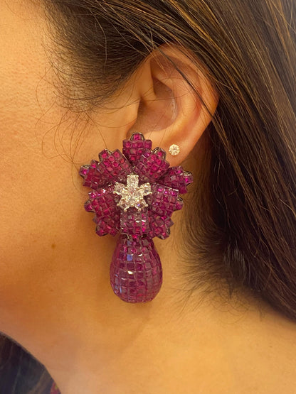 Unique Cut Zircon Floral Earrings