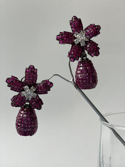 Unique Cut Zircon Floral Earrings