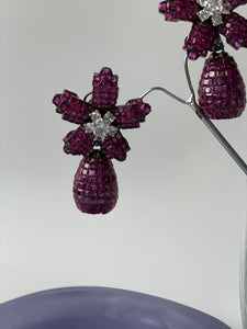 Unique Cut Zircon Floral Earrings