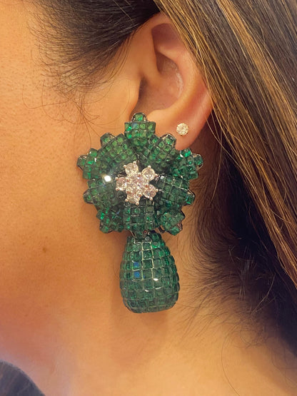 Unique Cut Zircon Floral Earrings