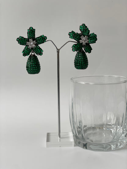 Unique Cut Zircon Floral Earrings