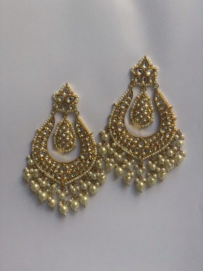 Long Traditional Kundan Earrings