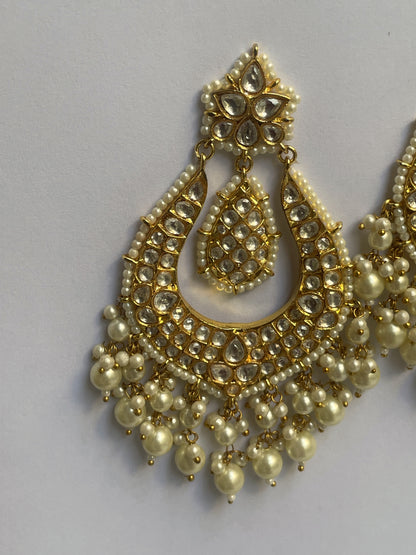 Long Traditional Kundan Earrings
