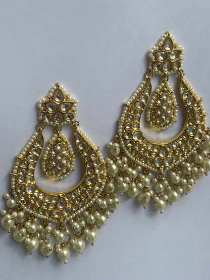 Long Traditional Kundan Earrings