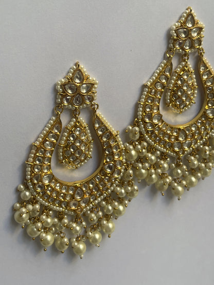Long Traditional Kundan Earrings