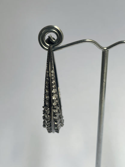 Black Rhodium Finish Zircon Hoops