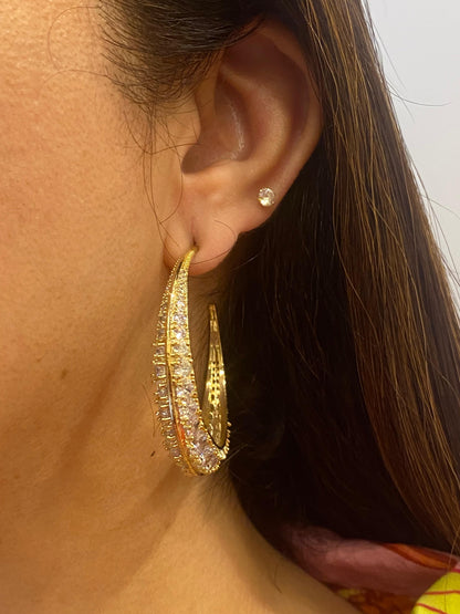 Black Rhodium Finish Zircon Hoops