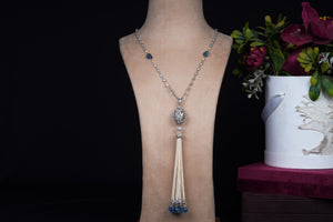 Long Chain Necklace with Pearl Tassel
