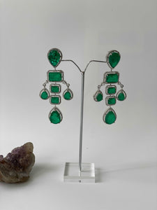 Emerald Doublet Earrings in White Rhodium FinishStudio6Jewels