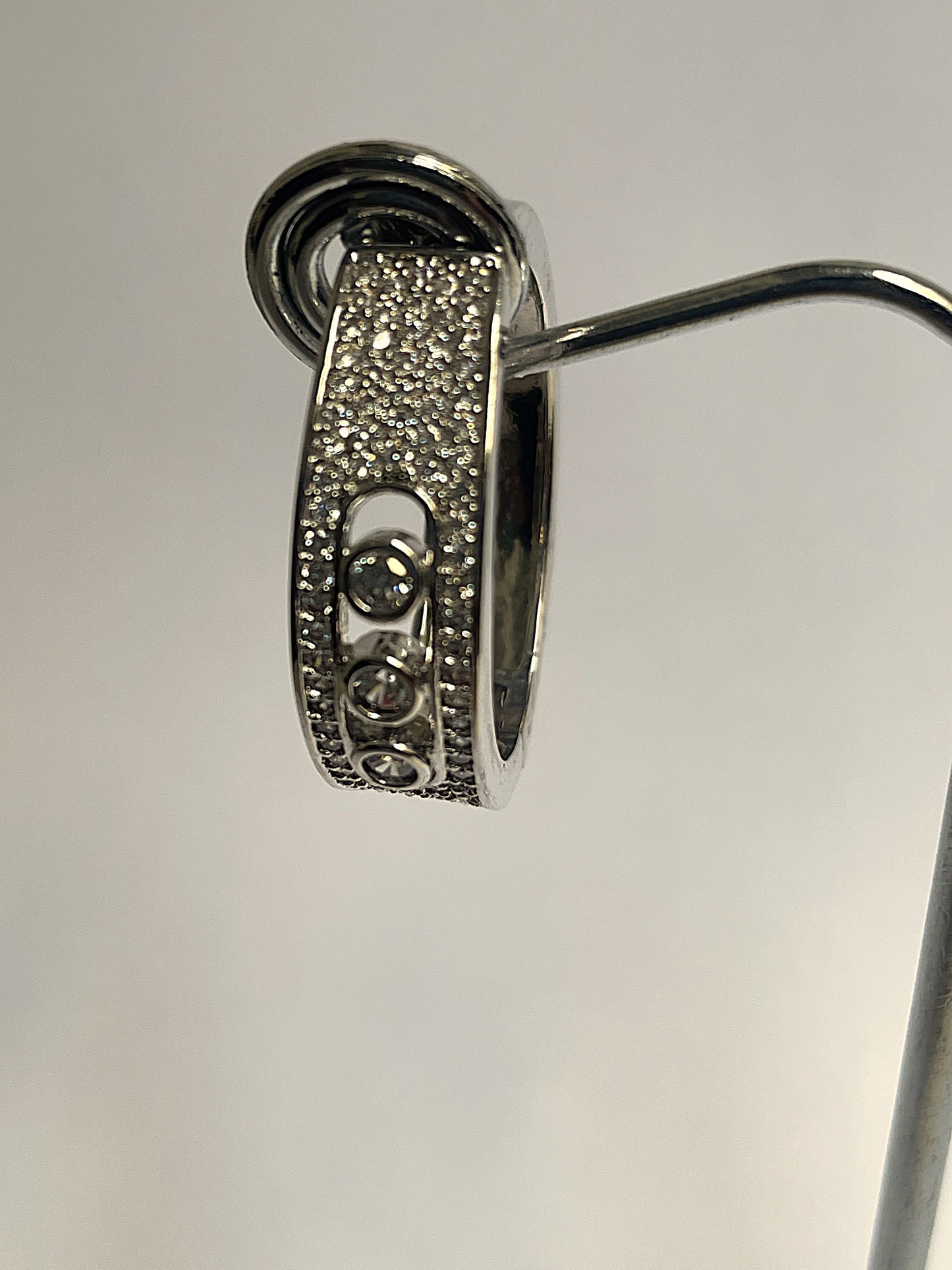 Zircon Studded Hoops in White Finish