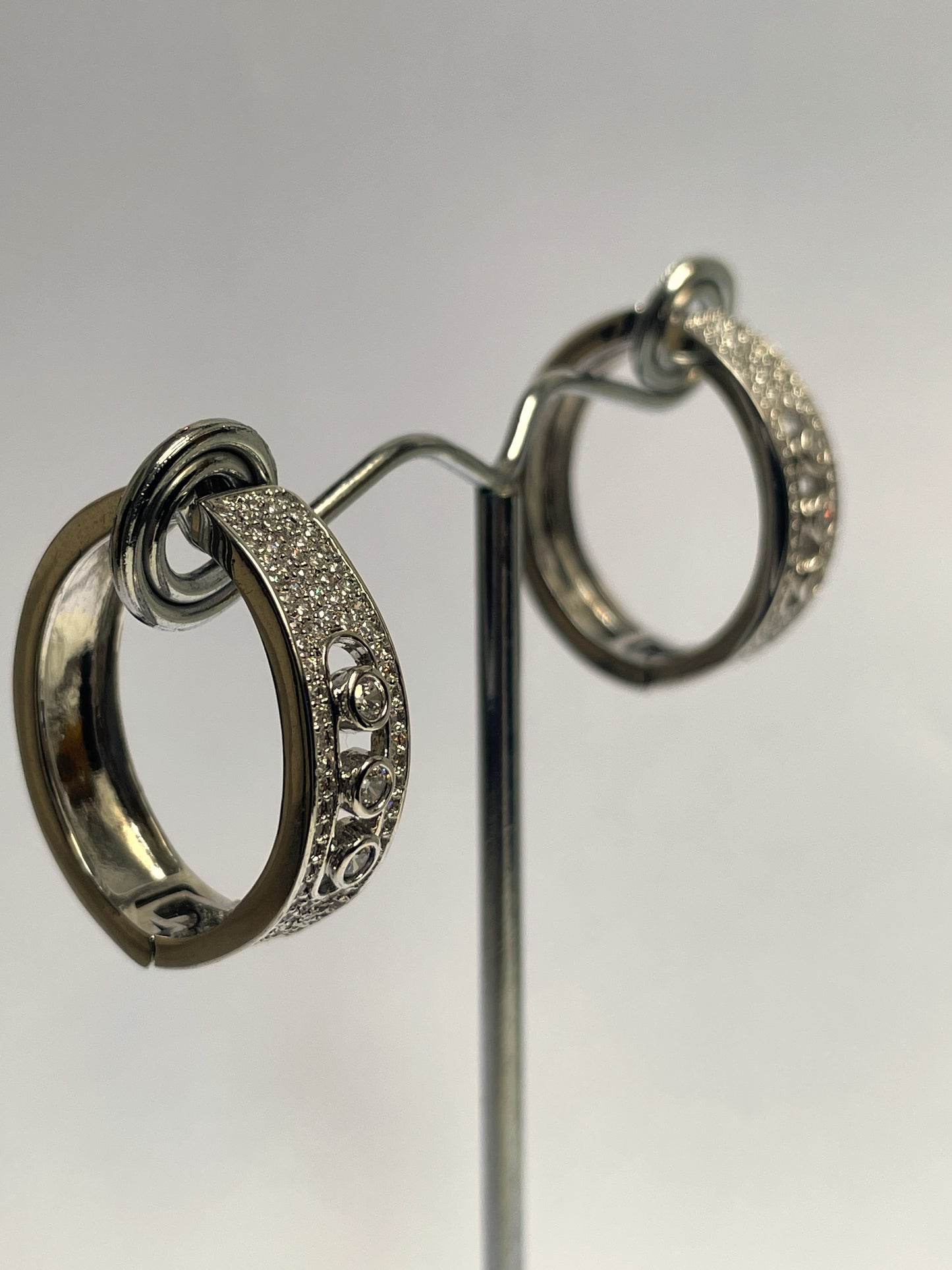 Zircon Studded Hoops in White Finish