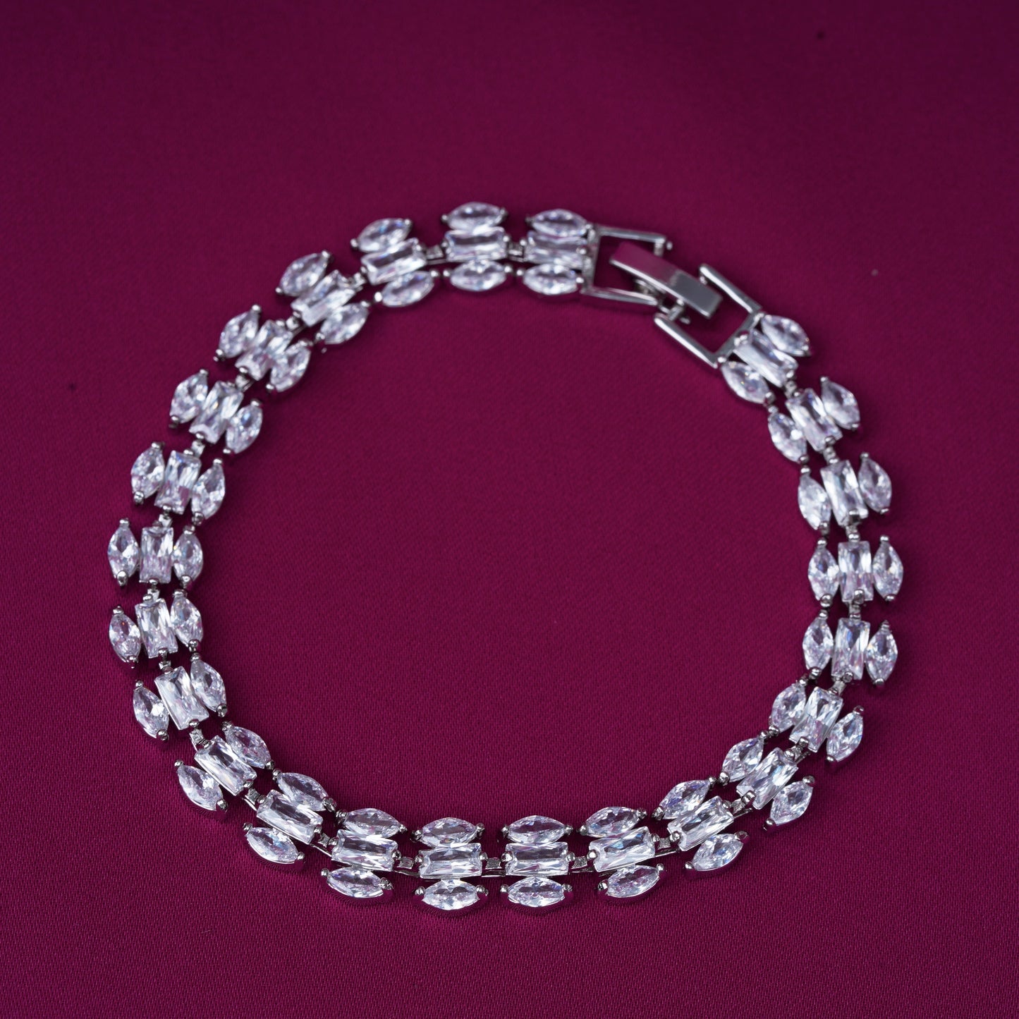 Classic Zircon Bracelet in White Finish