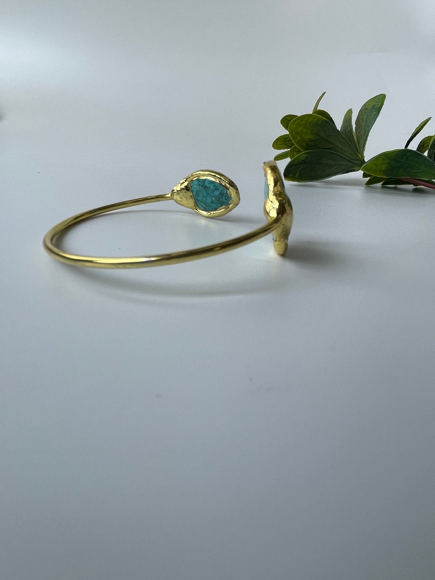 Gold Finish Turquoise Wrap Cuff Bangle