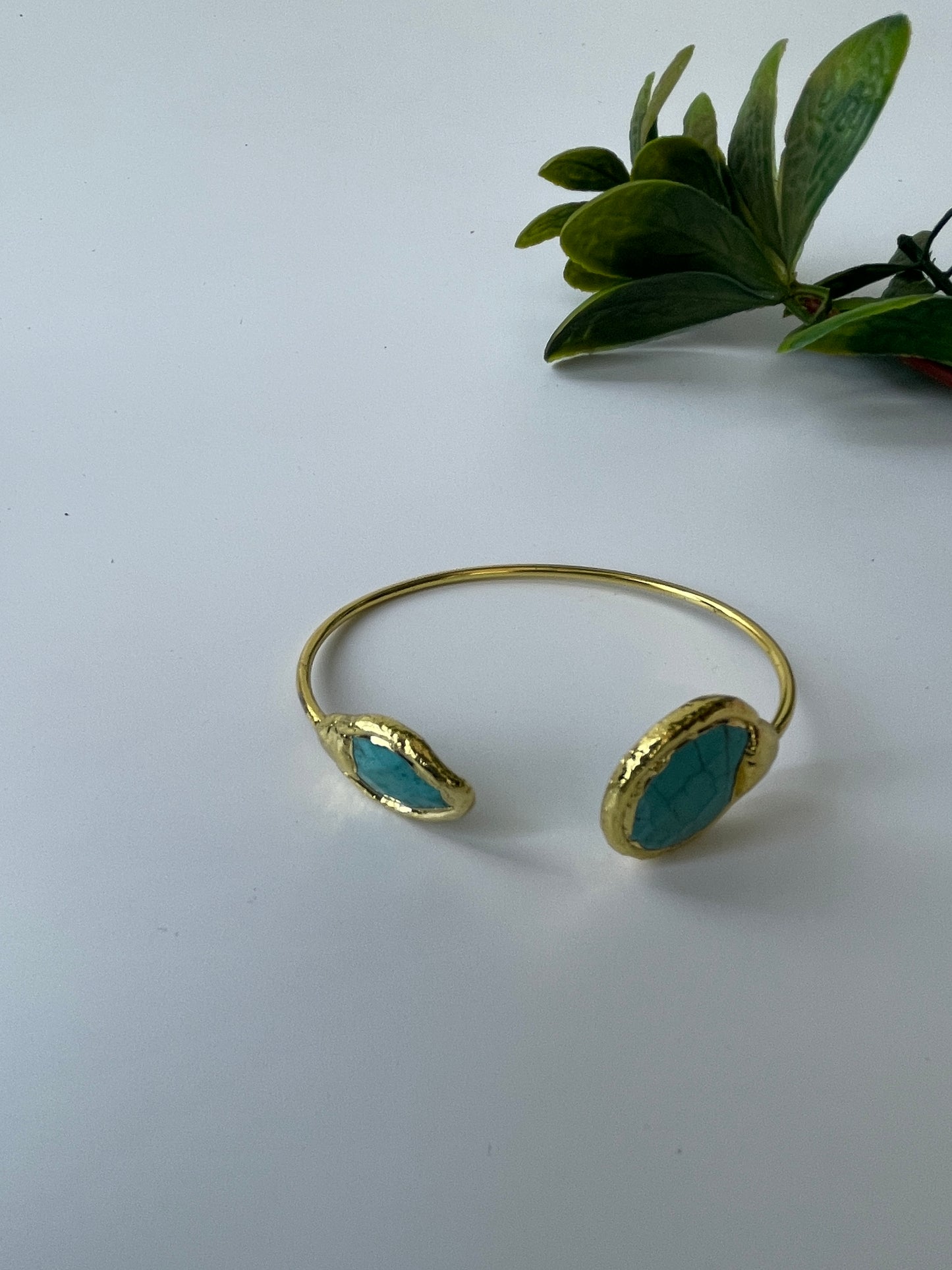 Gold Finish Turquoise Wrap Cuff Bangle