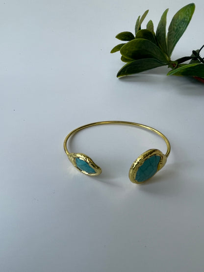 Gold Finish Turquoise Wrap Cuff Bangle