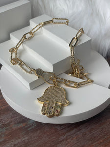 Link Chain Hamsa Necklace