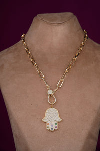 Link Chain Hamsa Necklace