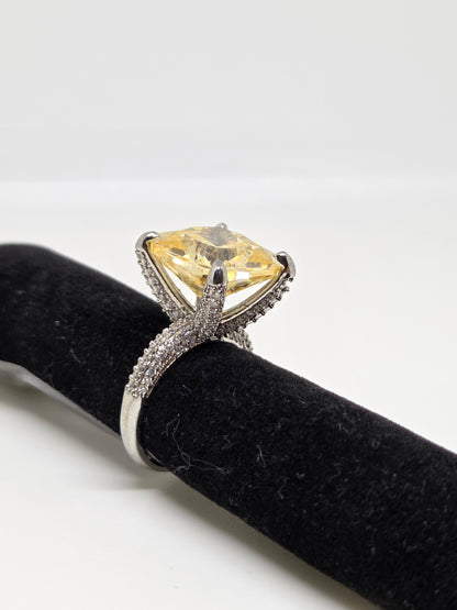 Yellow Zircon Solitaire Ring