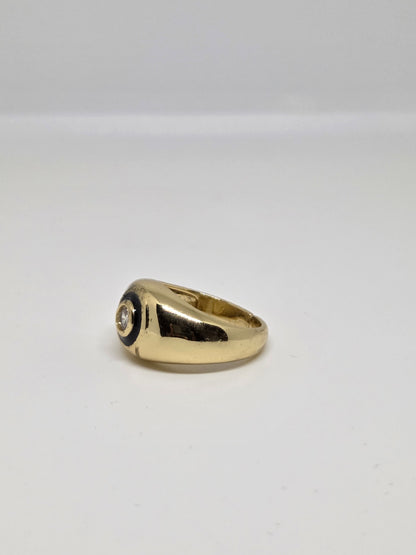 Bezel Solitaire Ring in Gold Finish