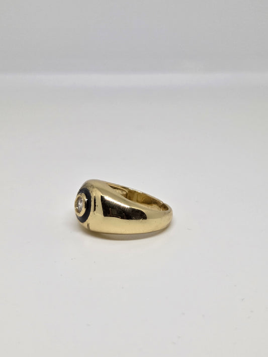 Bezel Solitaire Ring in Gold Finish