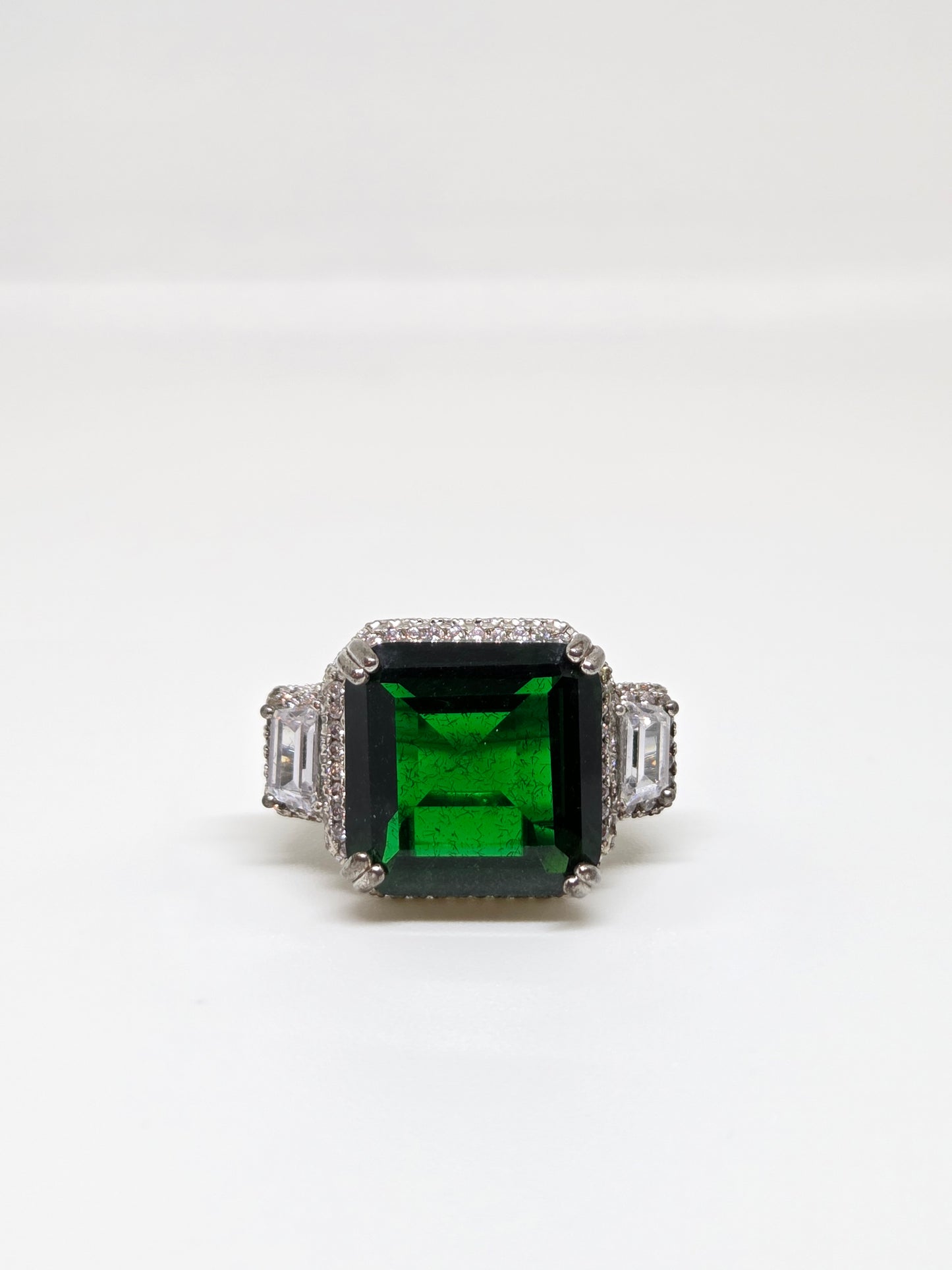 Green Crystal Solitaire Zircon Ring