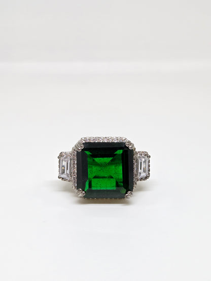 Green Crystal Solitaire Zircon Ring