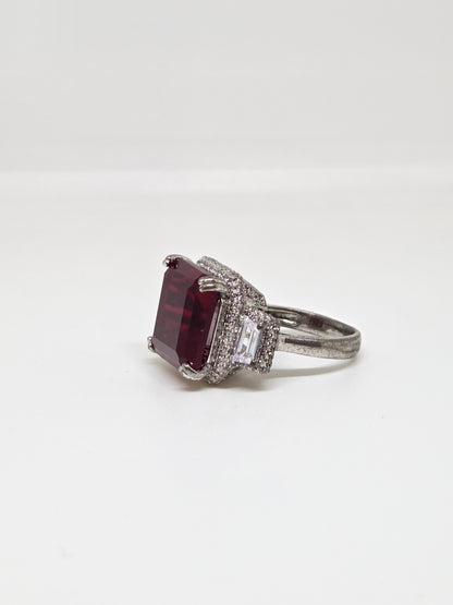 Red Crystal Solitaire Zircon Ring