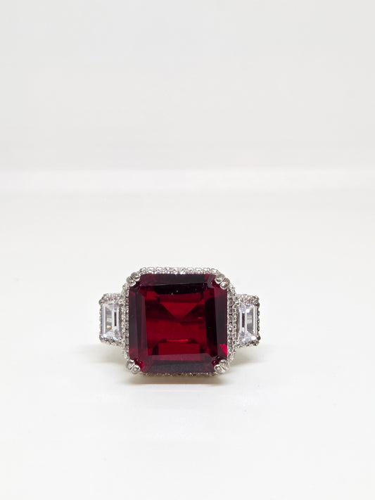 Red Crystal Solitaire Zircon Ring