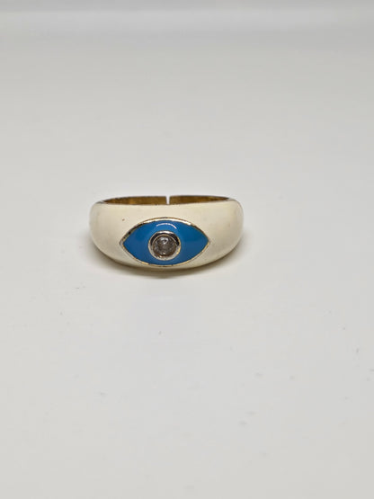 Enamelled Evil Eye Ring