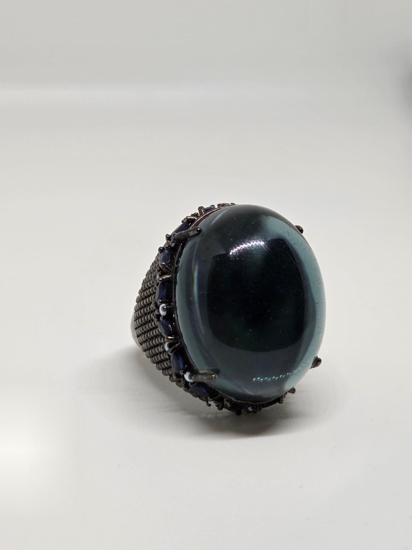 Blue Cabo Ring with Black Zircon Accents