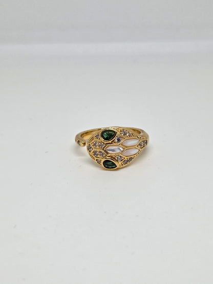 Gold Toned Zircon Studded Snake Ring