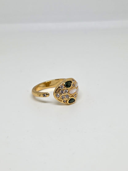Gold Toned Zircon Studded Snake Ring