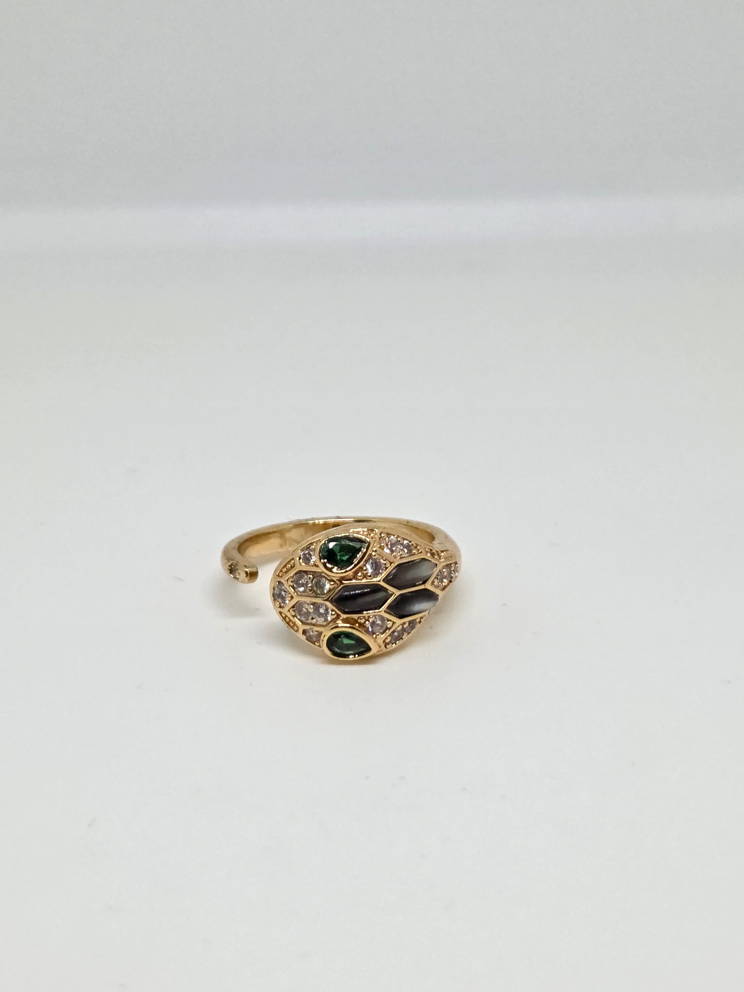 Snake Head Zircon Ring in Gold Finish