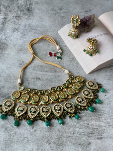 Green Meenakaari Kundan Necklace SetStudio6Jewels