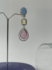 Pastel Stone Studded Zircon Dangling Earrings