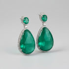 Clear Doublet Crystal Teardrop and Zircon Earrings