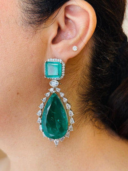 Big Tear Drop Doublet Earrings with Zircon