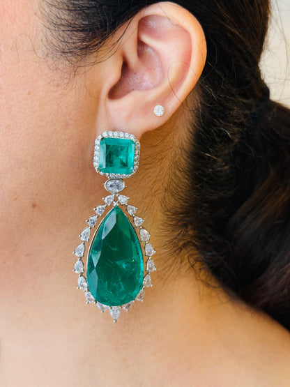 Big Tear Drop Doublet Earrings with Zircon