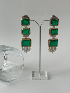Green Doublet and Zircon Earrings in Gold FinishStudio6Jewels